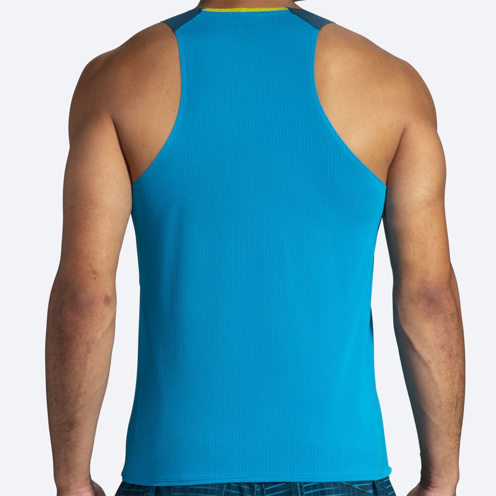 Camiseta Tirantes Brooks Atmosphere Singlet Hombre Azules/Verde Oscuro | CR69072