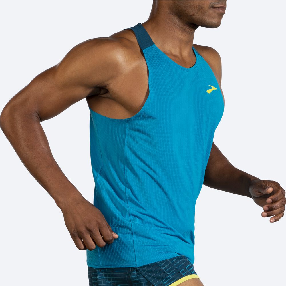 Camiseta Tirantes Brooks Atmosphere Singlet Hombre Azules/Verde Oscuro | CR69072