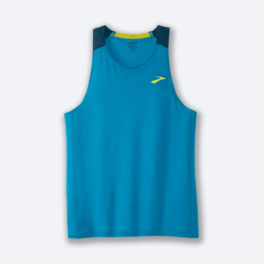 Camiseta Tirantes Brooks Atmosphere Singlet Hombre Azules/Verde Oscuro | CR69072