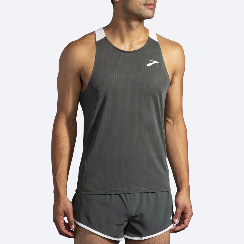 Camiseta Tirantes Brooks Atmosphere Singlet Hombre Gris Oscuro/Gris | CR70612