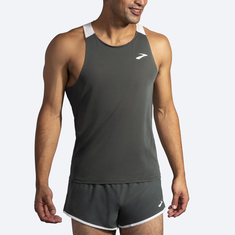 Camiseta Tirantes Brooks Atmosphere Singlet Hombre Gris Oscuro/Gris | CR70612