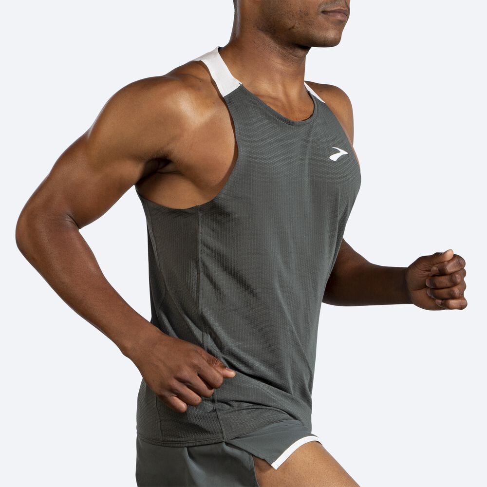 Camiseta Tirantes Brooks Atmosphere Singlet Hombre Gris Oscuro/Gris | CR70612