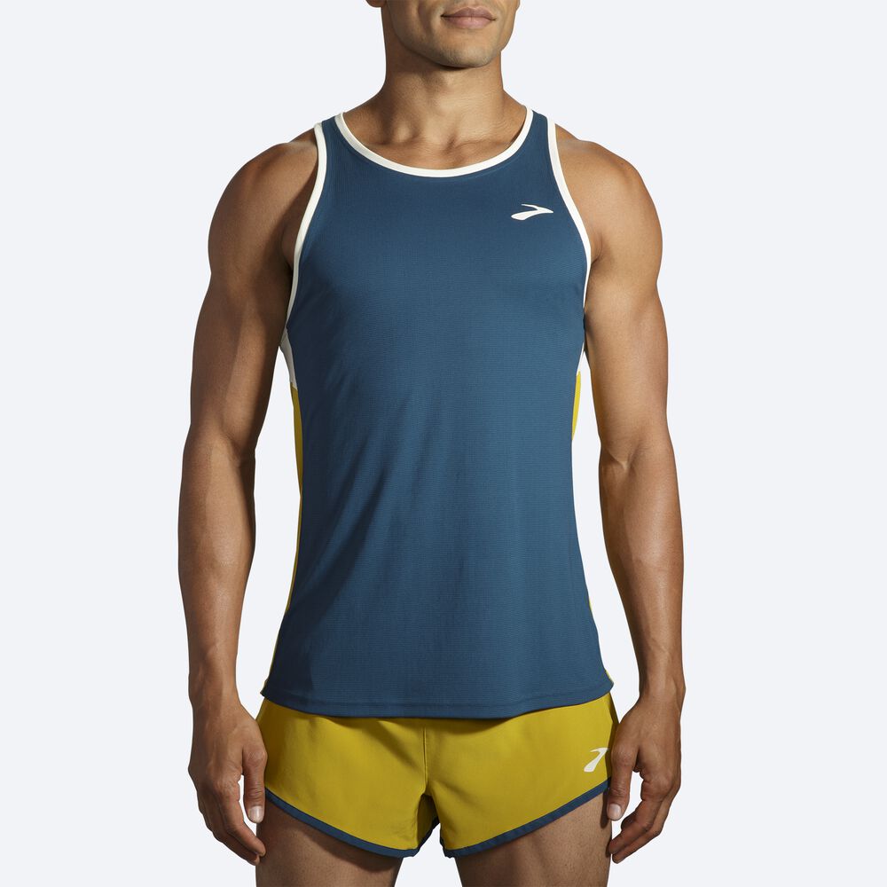 Camiseta Tirantes Brooks Atmosphere Singlet Hombre Indigo/Naranjas | CR81549