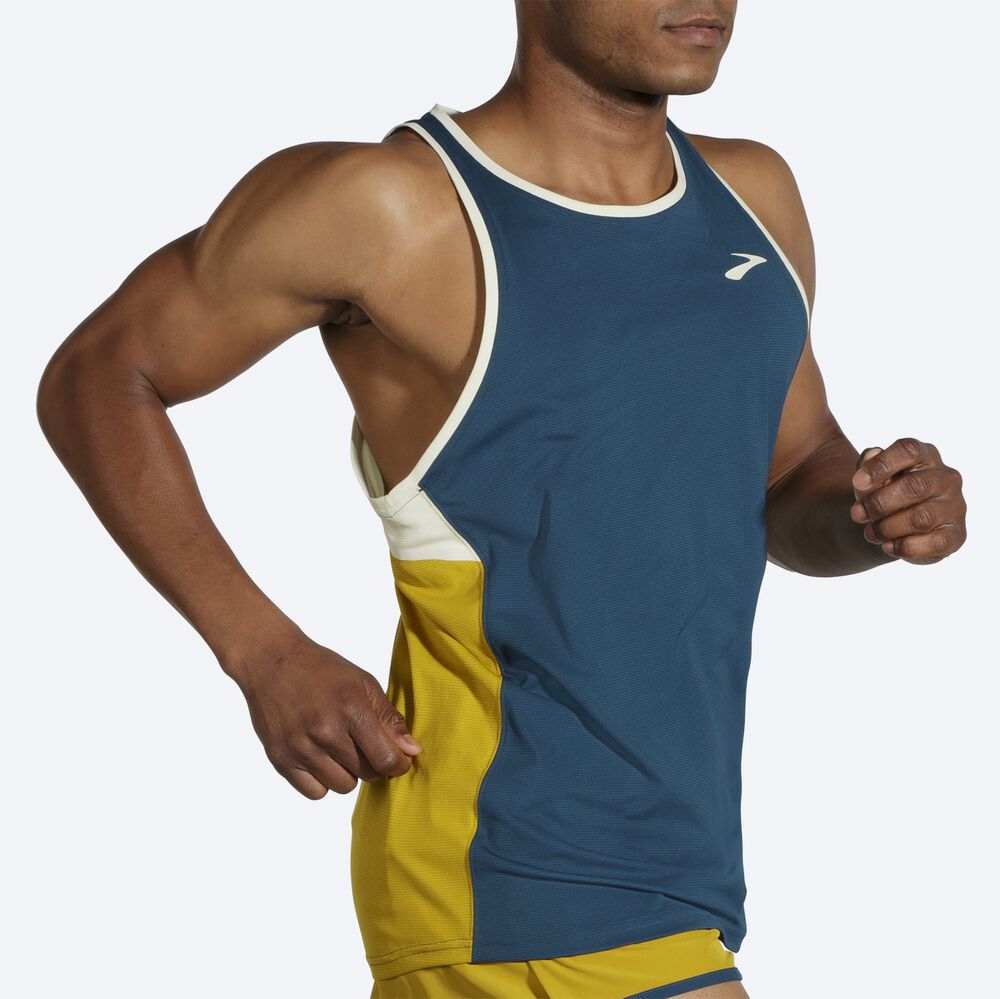 Camiseta Tirantes Brooks Atmosphere Singlet Hombre Indigo/Naranjas | CR81549