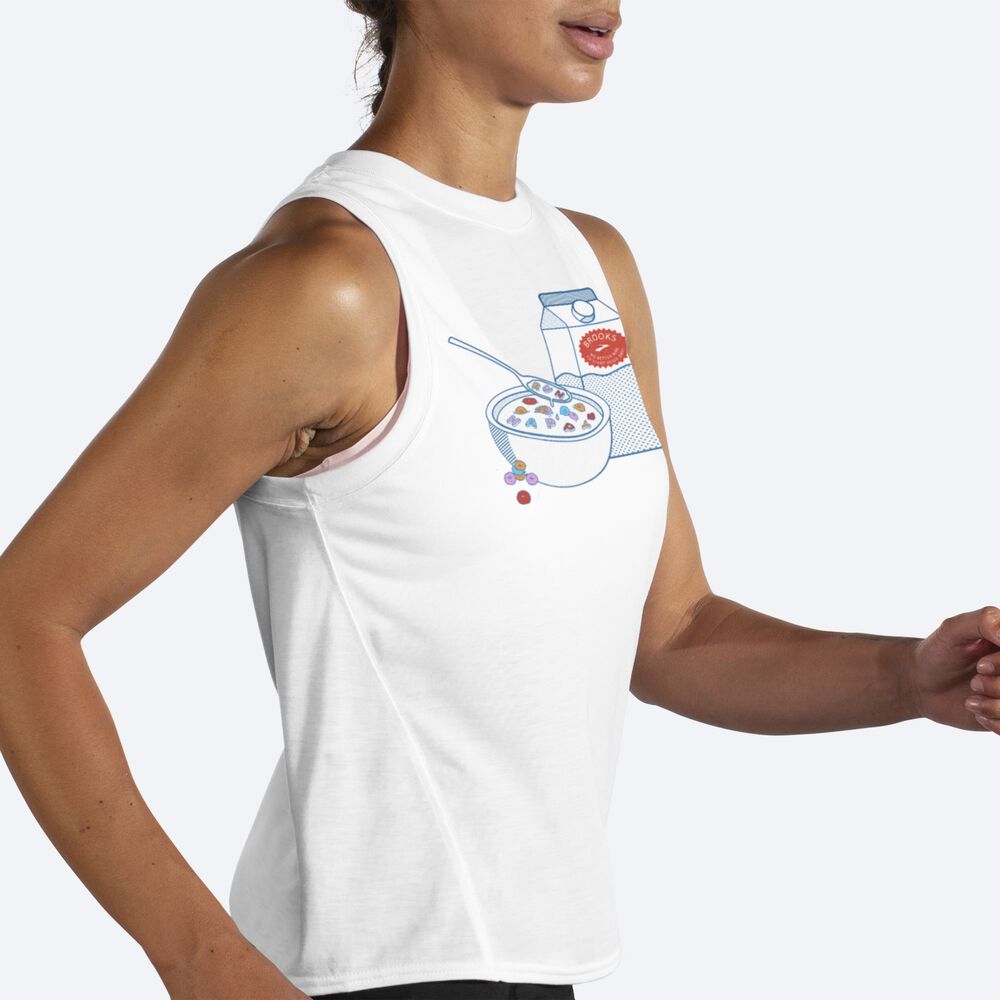 Camiseta Tirantes Brooks Distance Estampadas Mujer Blancas | CR09784