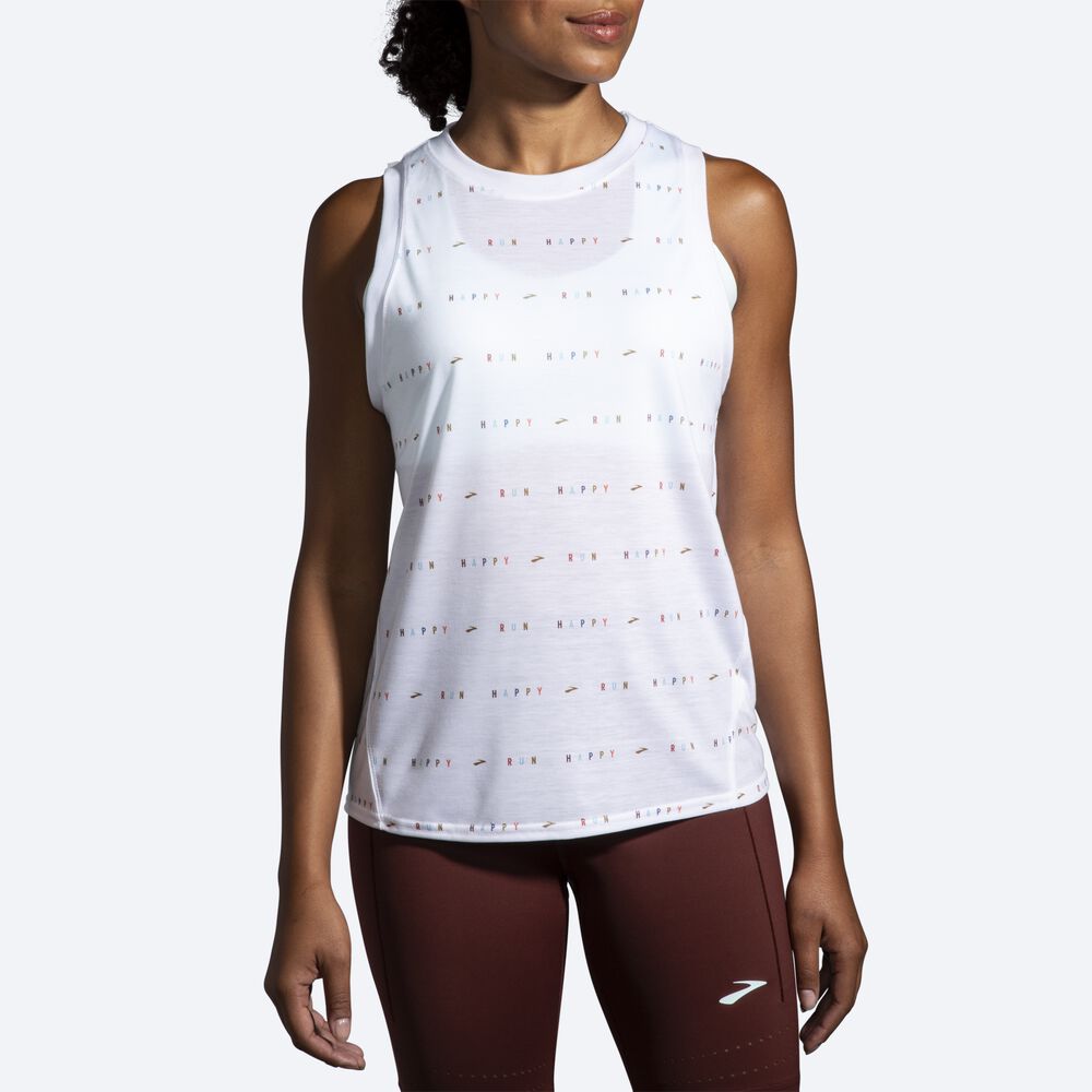 Camiseta Tirantes Brooks Distance Estampadas Mujer Blancas | CR16504