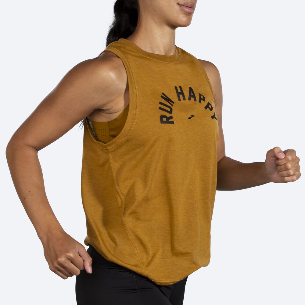 Camiseta Tirantes Brooks Distance Estampadas Mujer Verde Oliva | CR23105