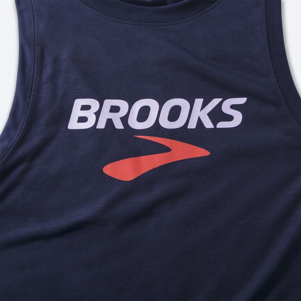 Camiseta Tirantes Brooks Distance Estampadas Mujer Azul Marino | CR36920