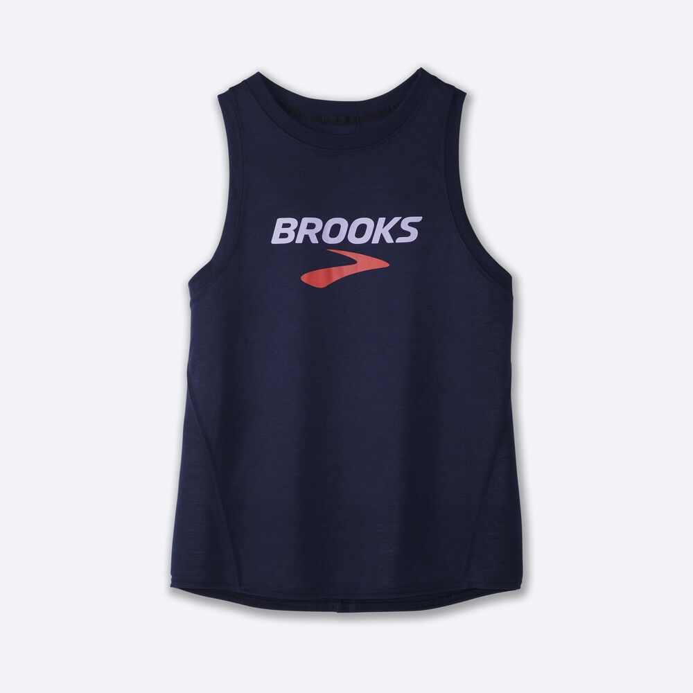 Camiseta Tirantes Brooks Distance Estampadas Mujer Azul Marino | CR36920