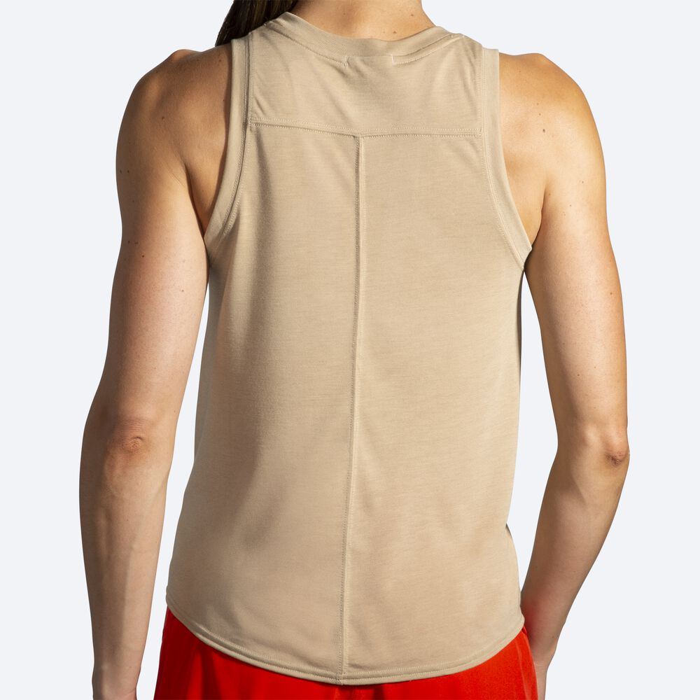 Camiseta Tirantes Brooks Distance Estampadas Mujer Beige | CR45126