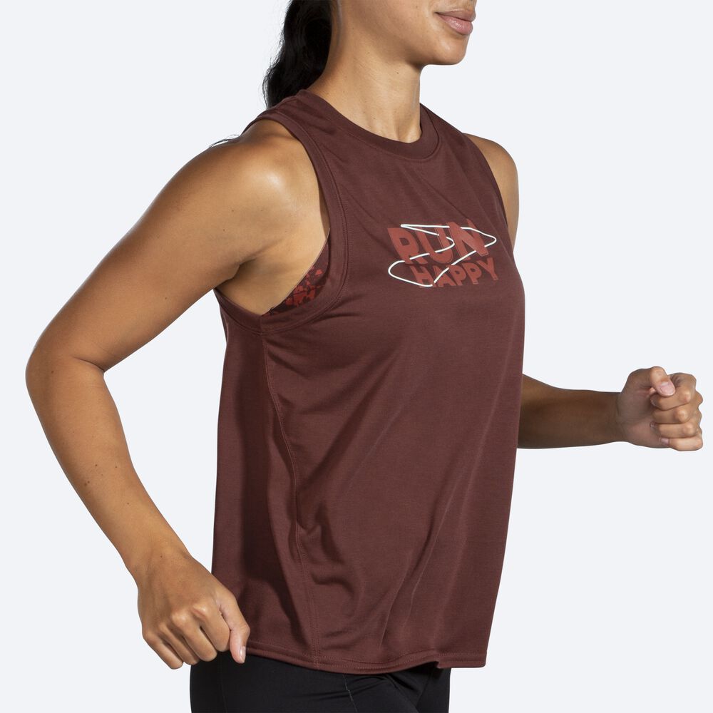 Camiseta Tirantes Brooks Distance Estampadas Mujer Chocolate | CR46827