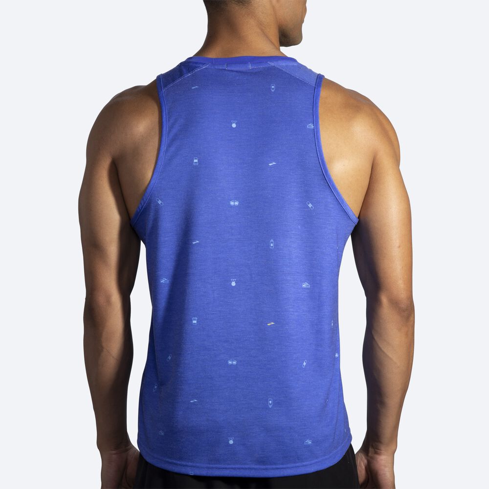 Camiseta Tirantes Brooks Distance Estampadas Hombre Azules | CR85327