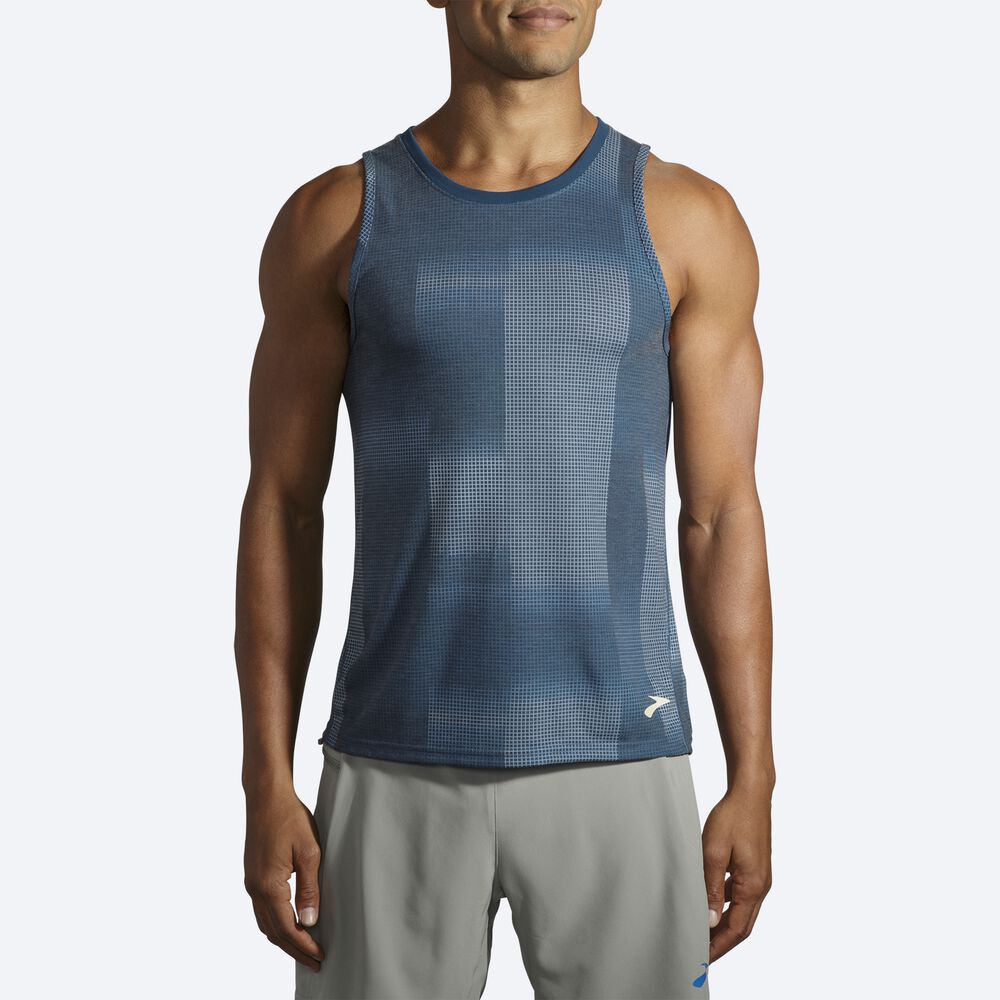 Camiseta Tirantes Brooks Distance Estampadas Hombre Indigo | CR96012