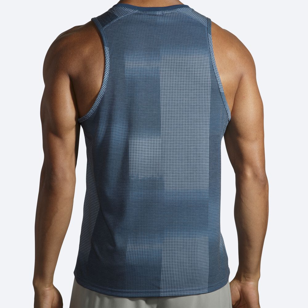 Camiseta Tirantes Brooks Distance Estampadas Hombre Indigo | CR96012