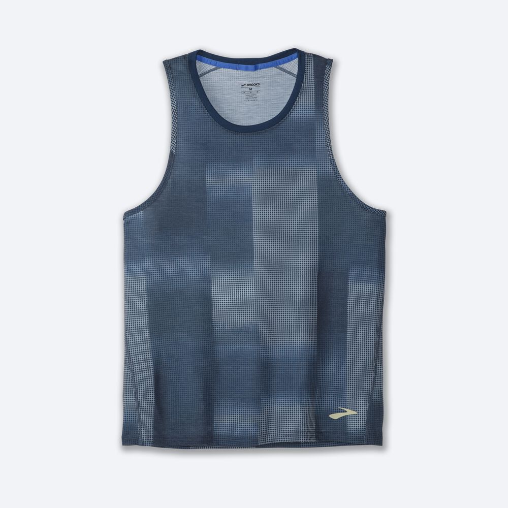 Camiseta Tirantes Brooks Distance Estampadas Hombre Indigo | CR96012