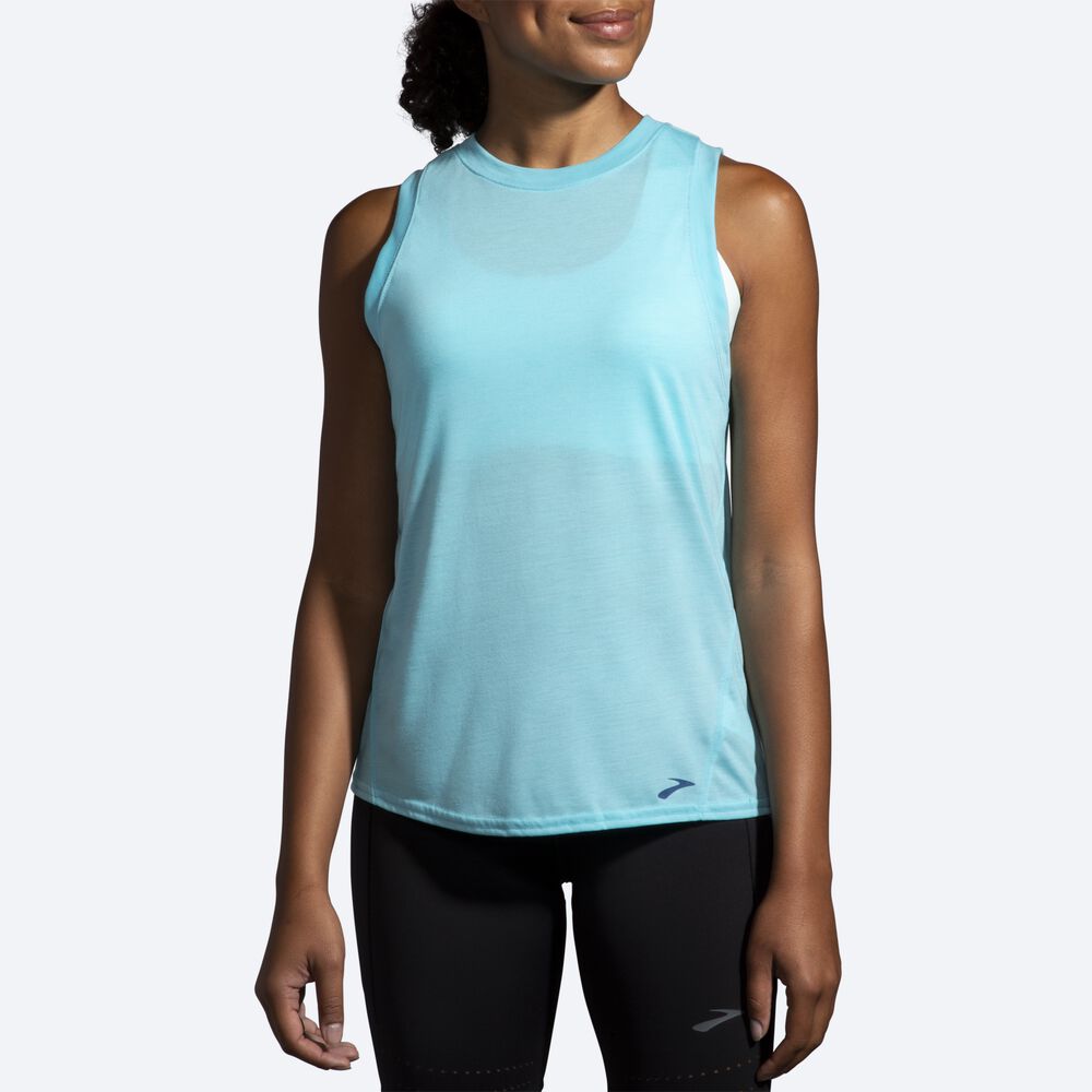 Camiseta Tirantes Brooks Distance Mujer Turquesa | CR46039