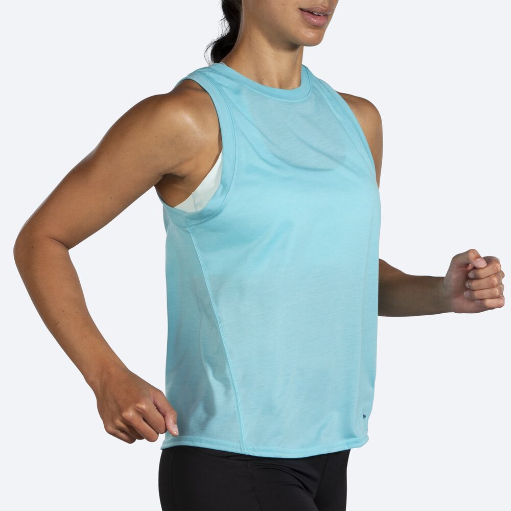 Camiseta Tirantes Brooks Distance Mujer Turquesa | CR46039