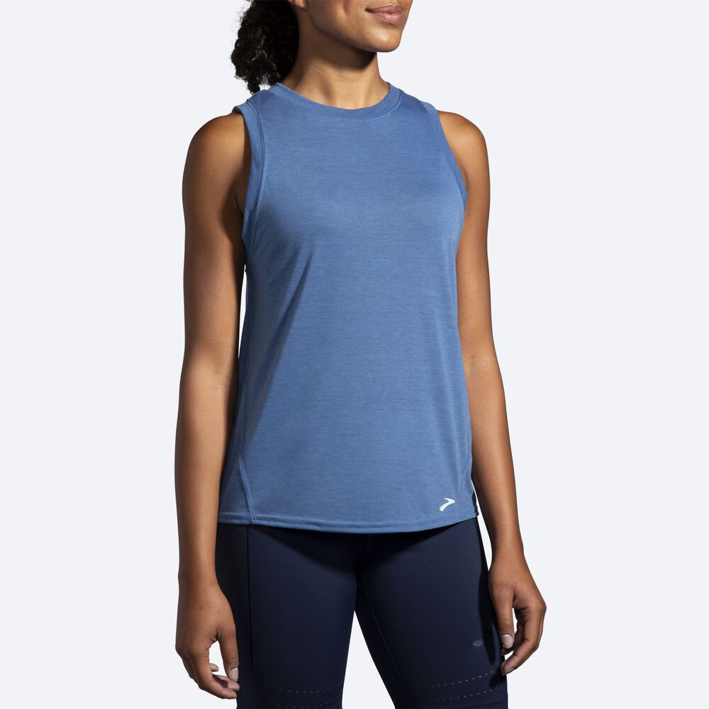 Camiseta Tirantes Brooks Distance Mujer Azules Gris | CR48032