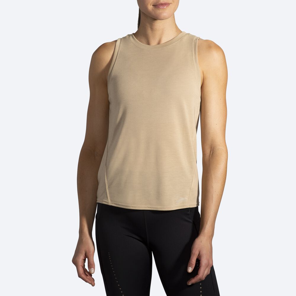 Camiseta Tirantes Brooks Distance Mujer Beige | CR54076