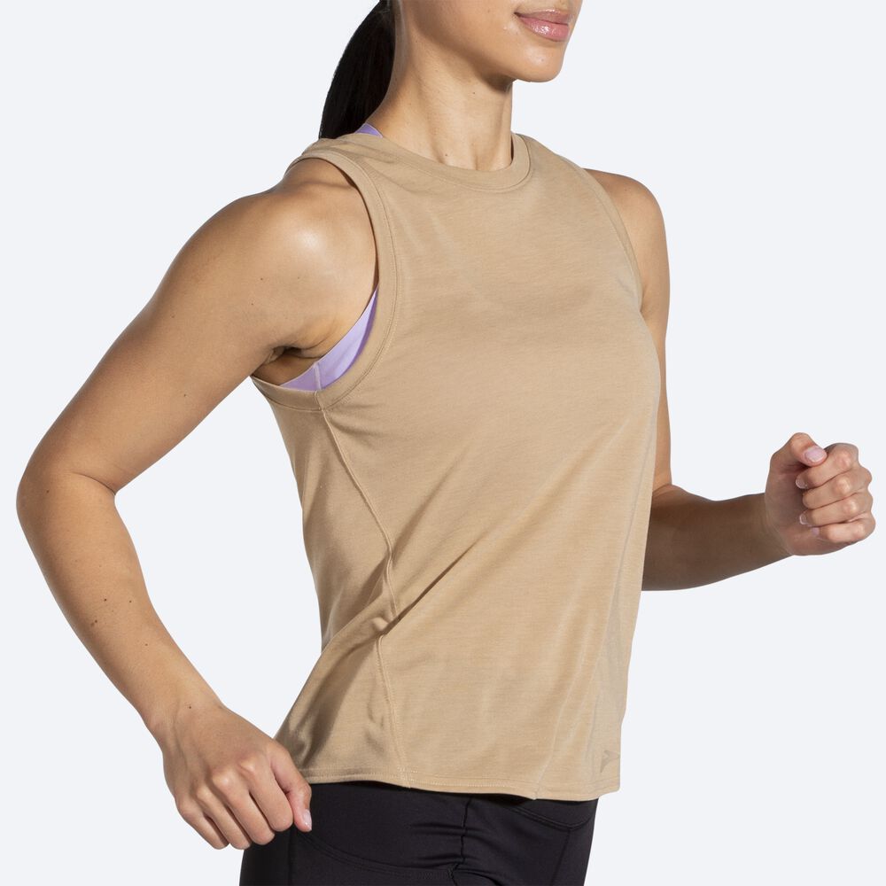 Camiseta Tirantes Brooks Distance Mujer Beige | CR54076