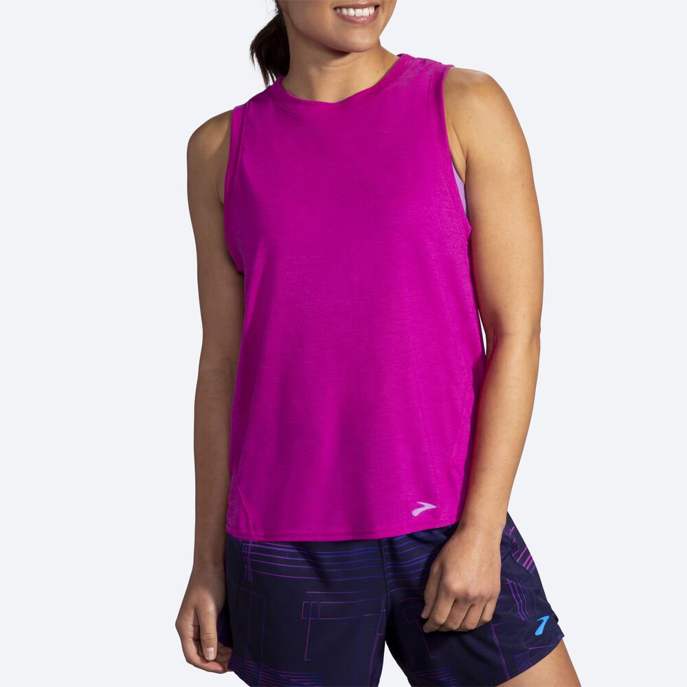 Camiseta Tirantes Brooks Distance Mujer Rosas | CR85739