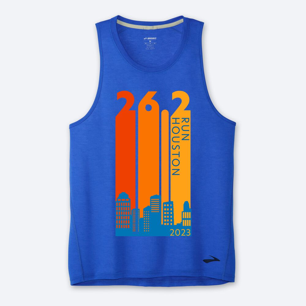 Camiseta Tirantes Brooks Houston23 Distance Tank 2.0 Hombre Azules | CR63950