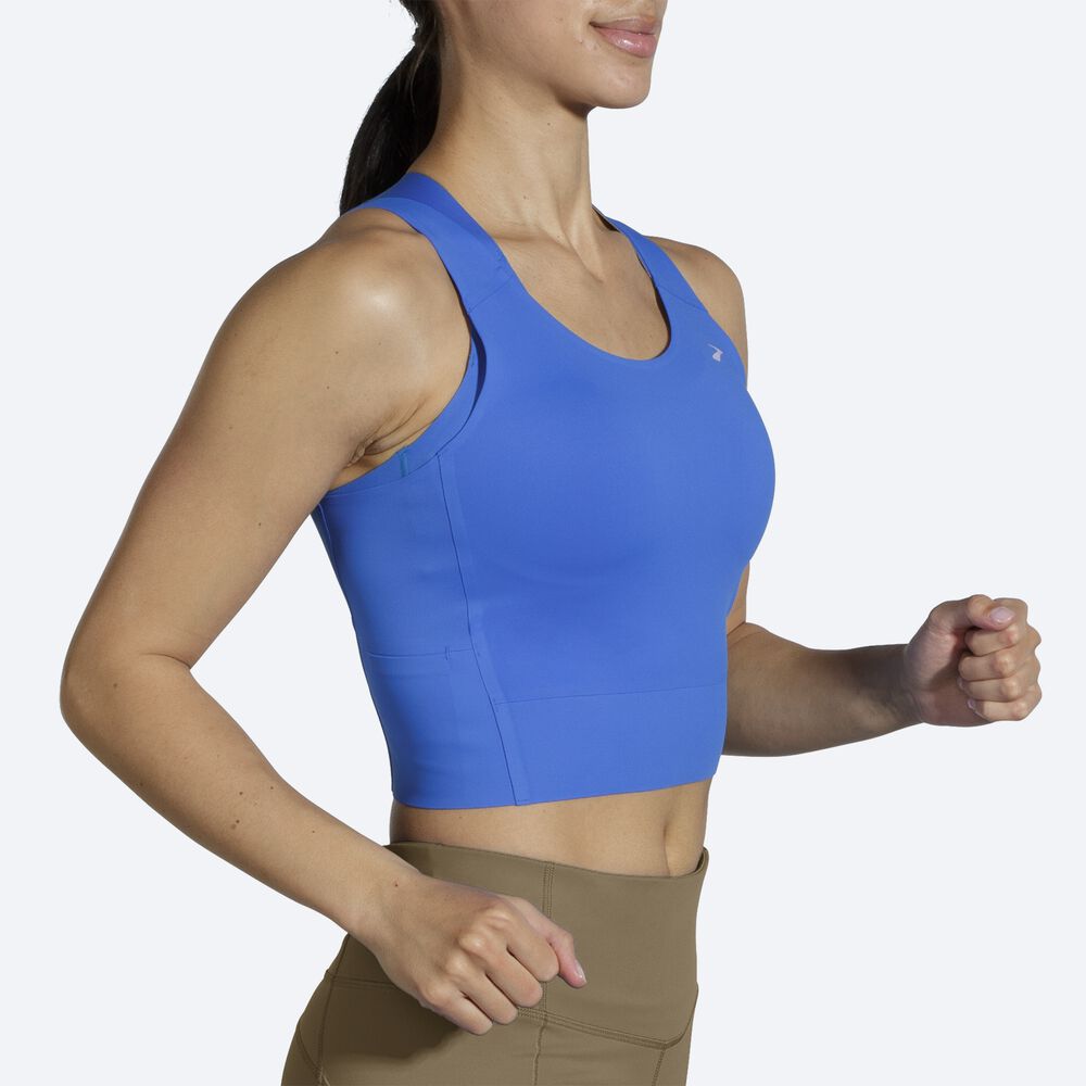 Camiseta Tirantes Brooks Run Within Crop Mujer Azules/Doradas | CR50287