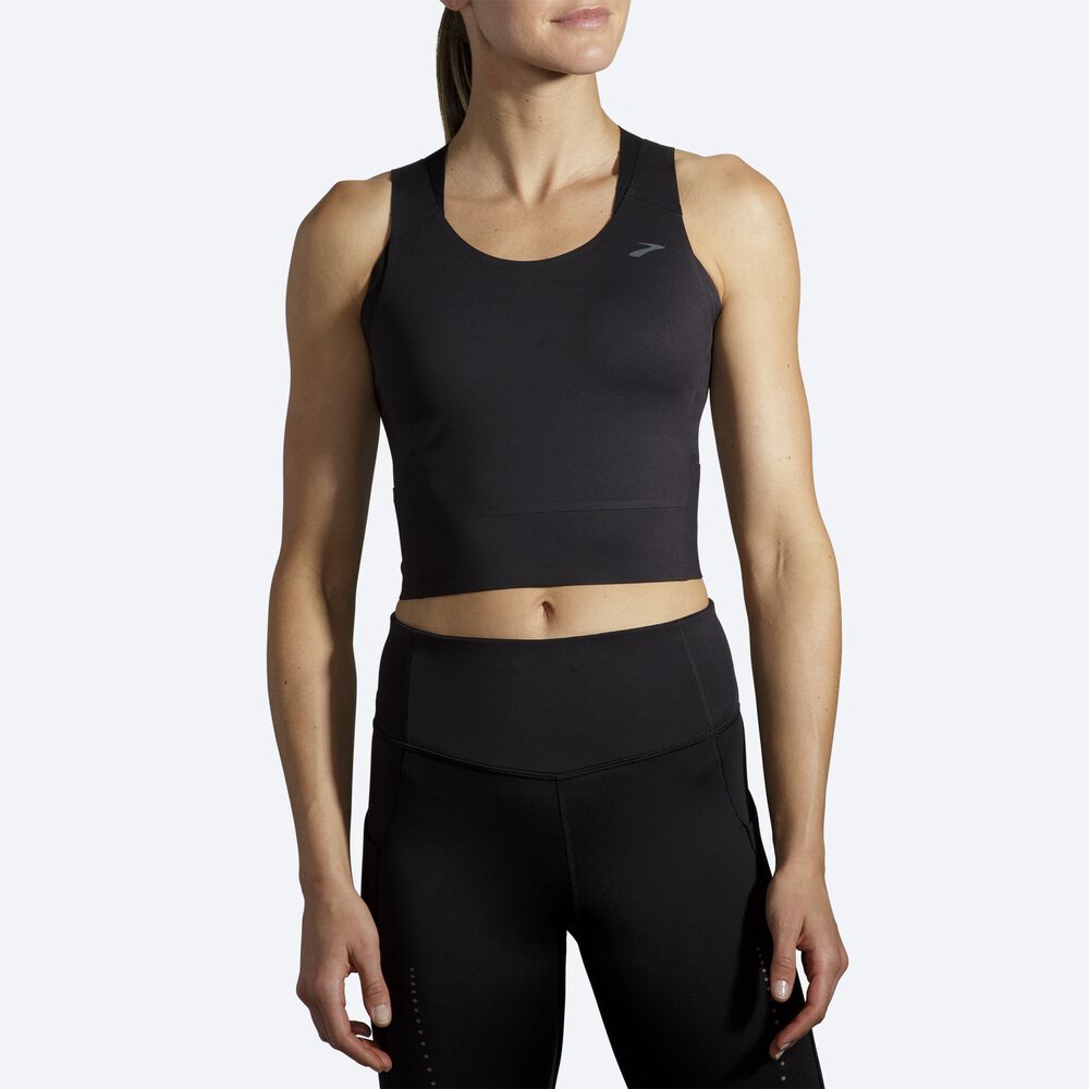 Camiseta Tirantes Brooks Run Within Crop Mujer Negras | CR81794