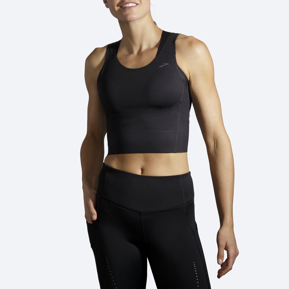 Camiseta Tirantes Brooks Run Within Crop Mujer Negras | CR81794