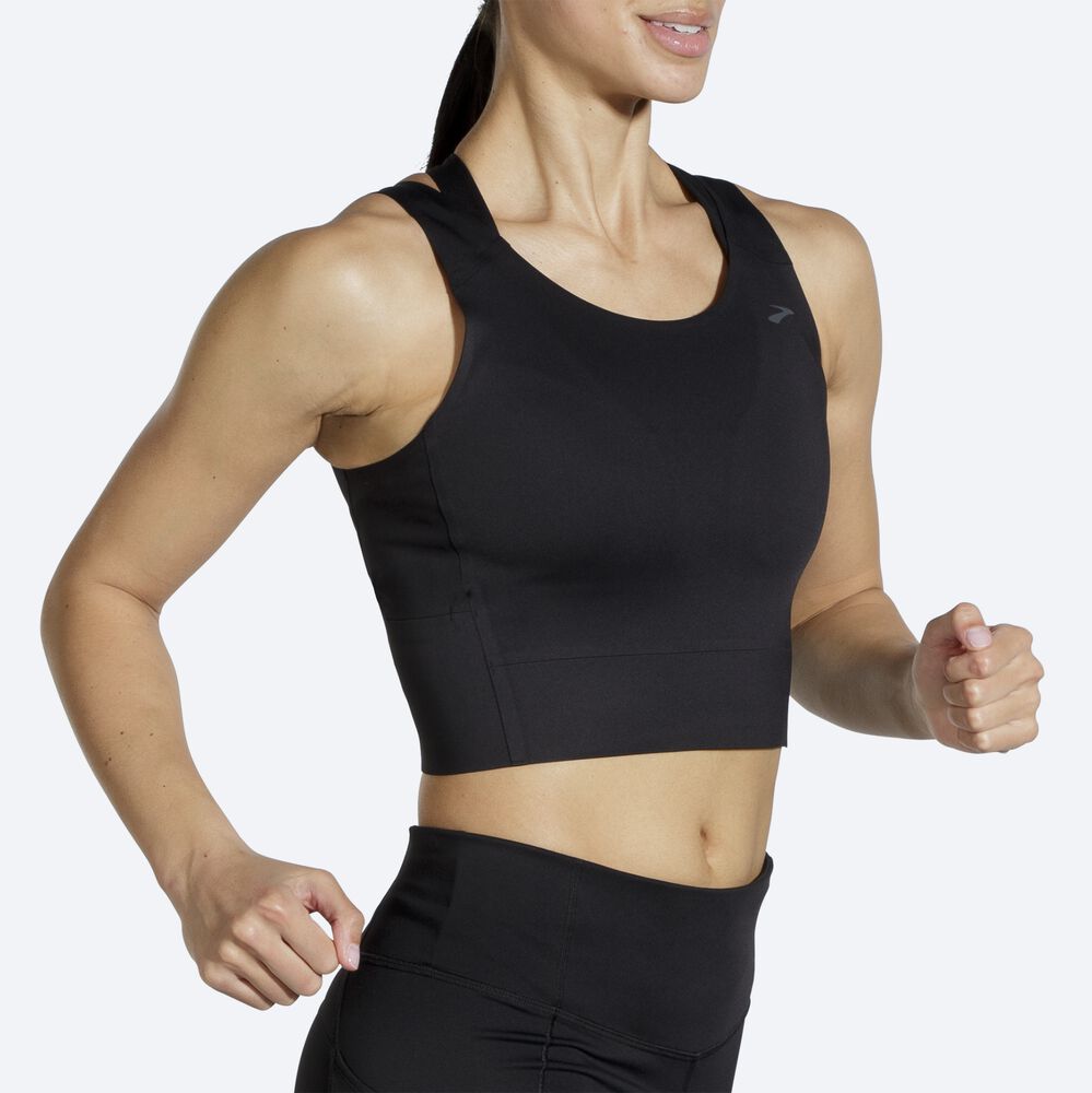 Camiseta Tirantes Brooks Run Within Crop Mujer Negras | CR81794