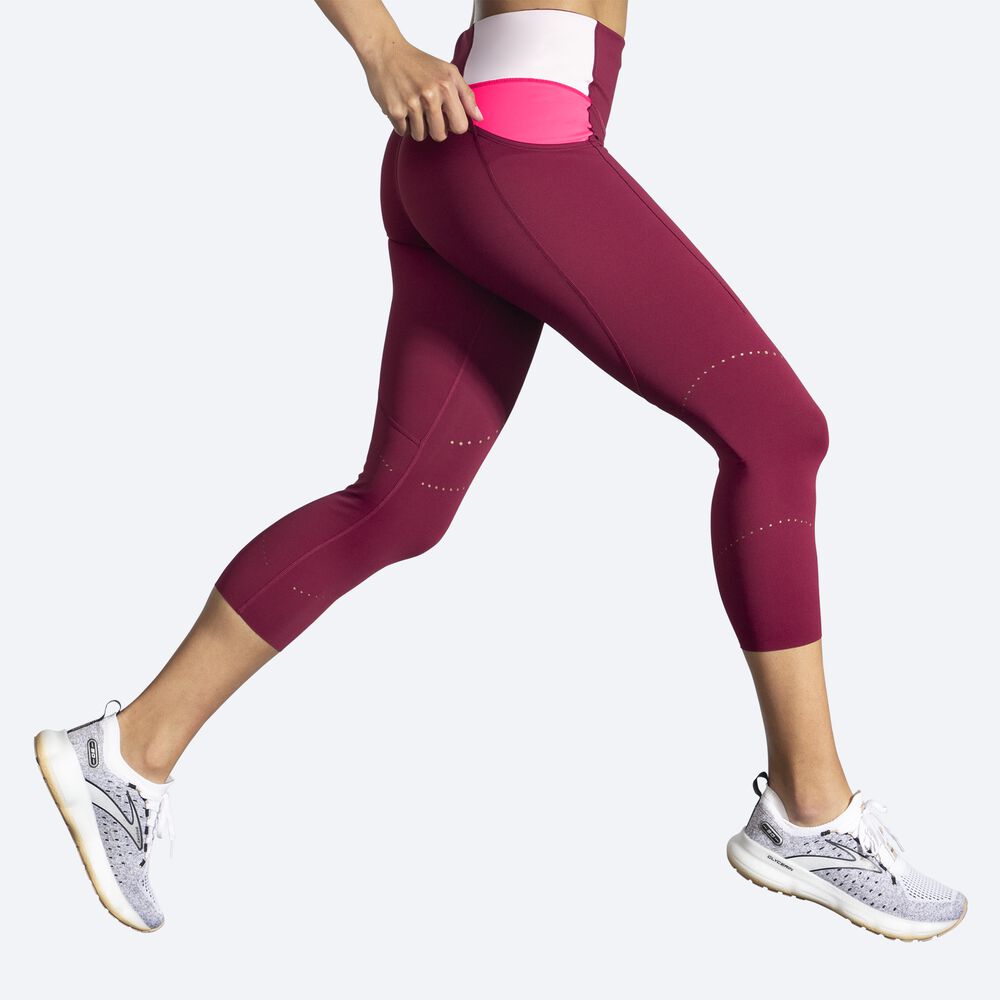 Mallas Brooks Method 3/4 Tight Mujer Burdeos/Rosas | CR21495