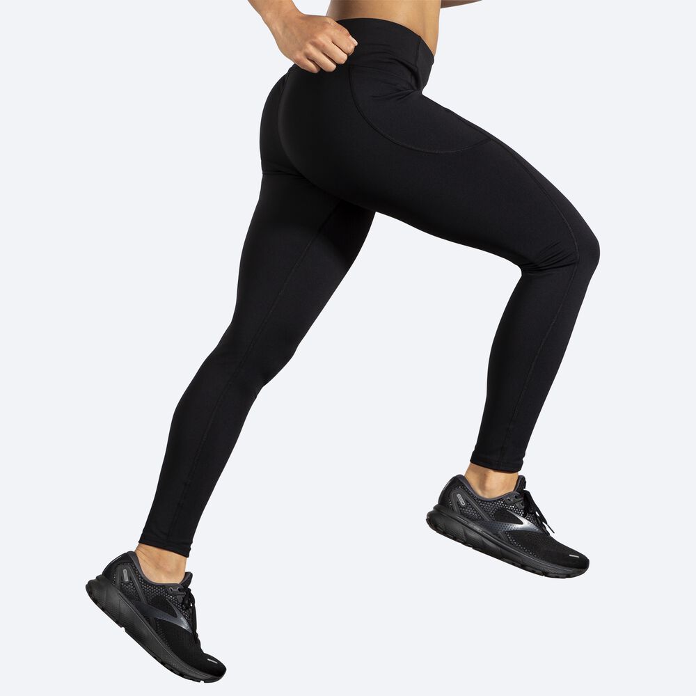 Mallas Brooks Moment Tight Mujer Negras | CR10453