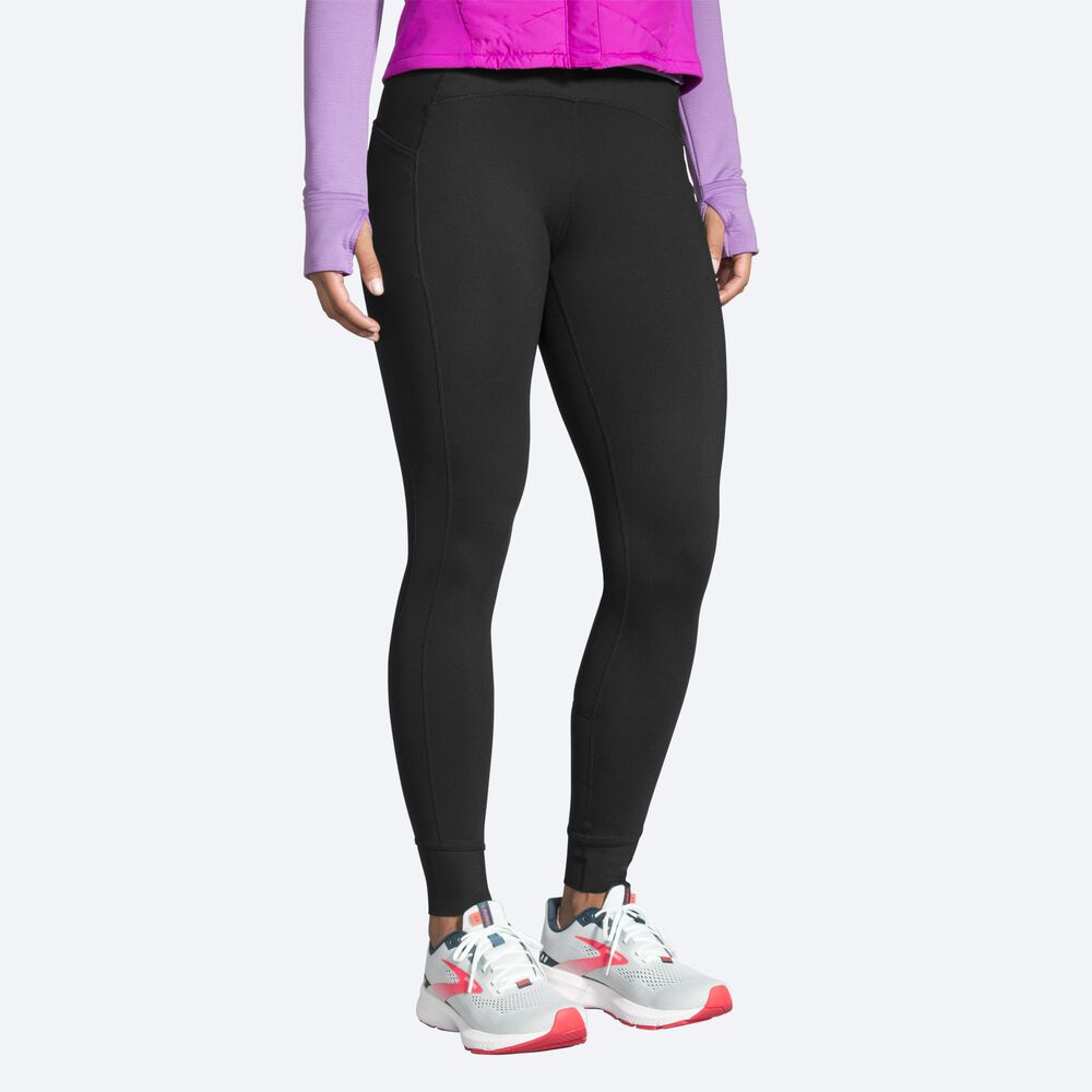 Mallas Brooks Momentum Thermal Tight Mujer Negras | CR84031