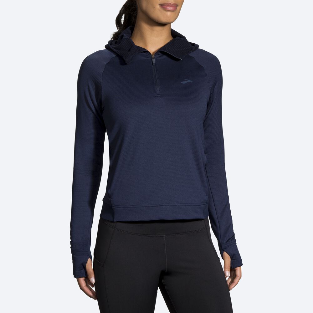 Sudadera Con Capucha Brooks Notch Thermal Mujer Azul Marino | CR18430