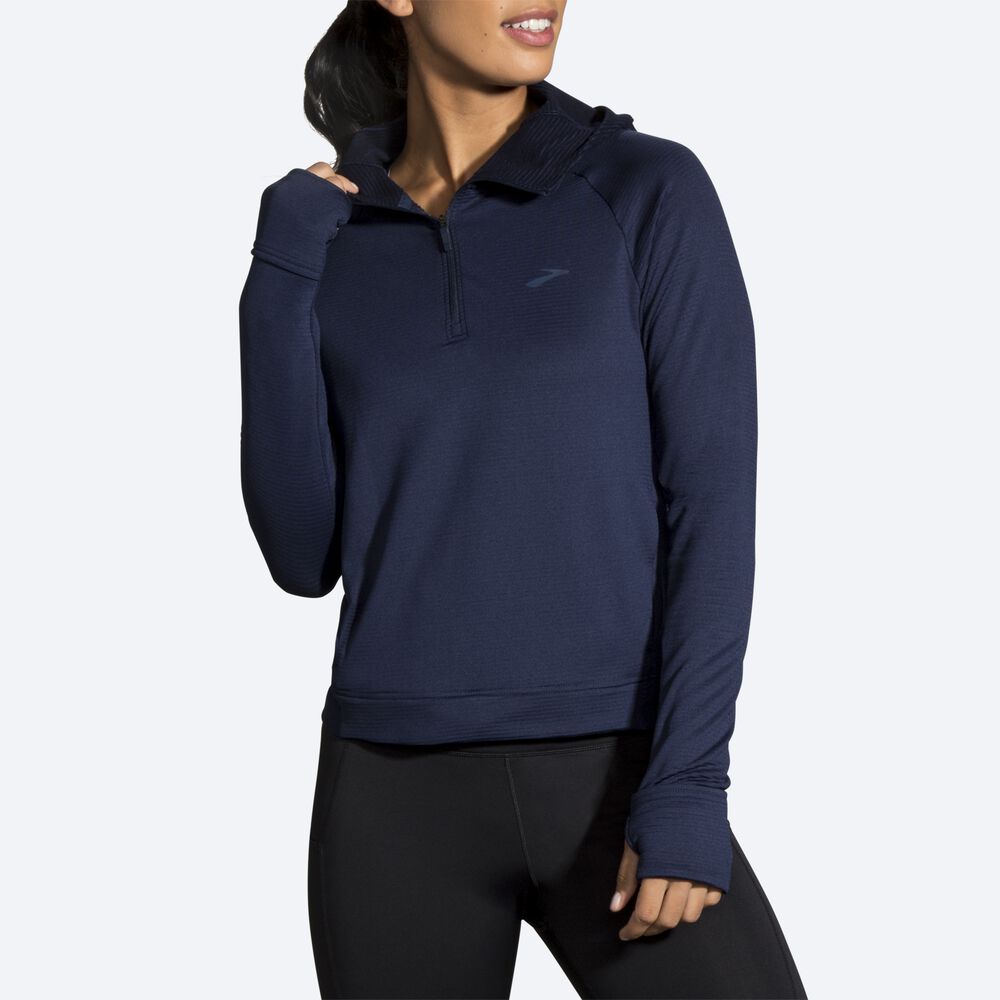 Sudadera Con Capucha Brooks Notch Thermal Mujer Azul Marino | CR18430