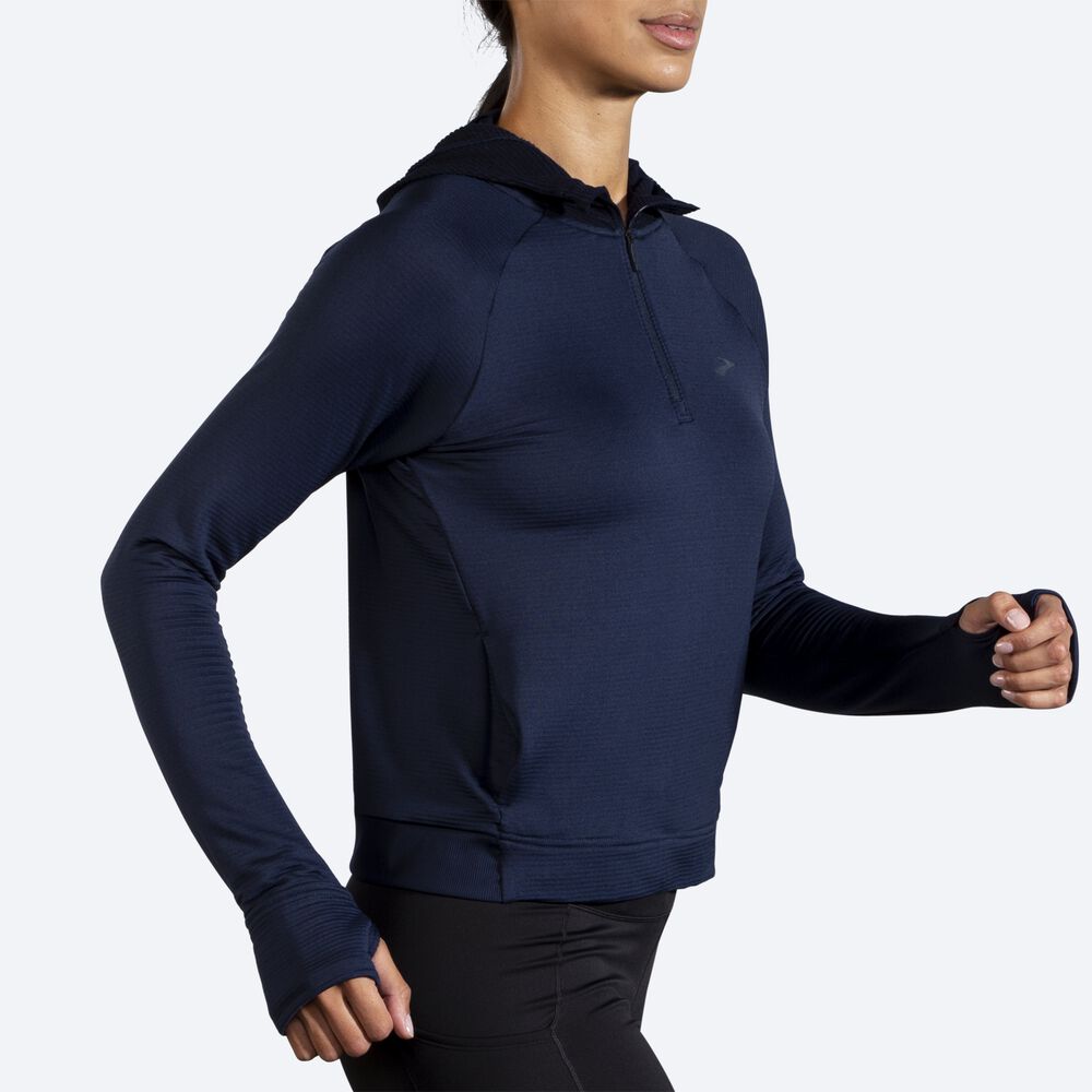 Sudadera Con Capucha Brooks Notch Thermal Mujer Azul Marino | CR18430