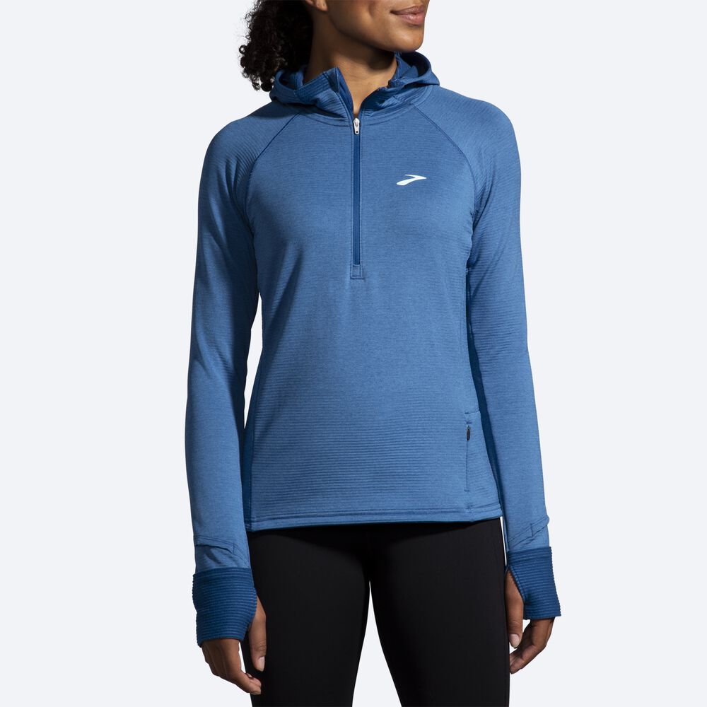 Sudadera Con Capucha Brooks Notch Thermal 2.0 Mujer Azules Gris | CR49732