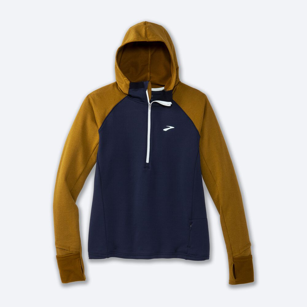 Sudadera Con Capucha Brooks Notch Thermal 2.0 Mujer Verde Oliva/Azul Marino/Azules | CR98763