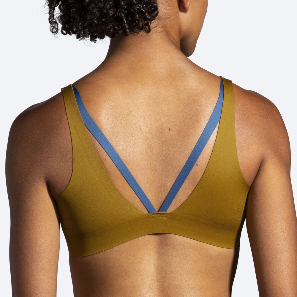 Sujetadores Deportivos Brooks Dare Strappy Run Bra Mujer Verde Oliva/Azules Gris | CR89052