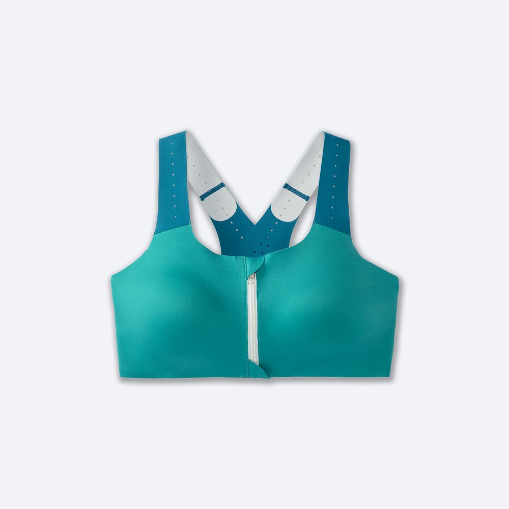 Sujetadores Deportivos Brooks Dare Zip Run Bra 2.0 Mujer Verde/Verde Claro Menta | CR01467