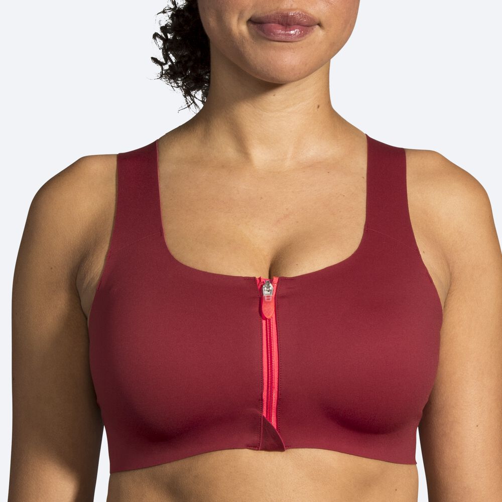 Sujetadores Deportivos Brooks Dare Zip Run Bra Mujer Rojas | CR06382