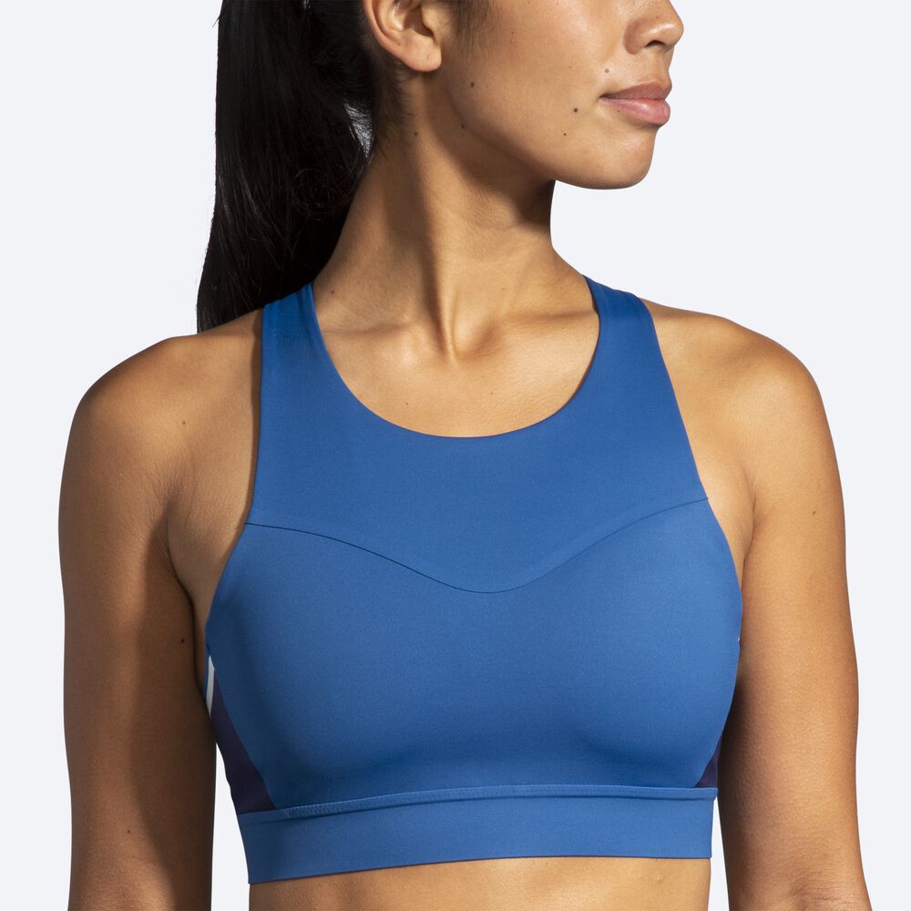 Sujetadores Deportivos Brooks Drive 3 Pocket Run Bra Mujer Azules Gris/Azules/Azul Marino | CR96524