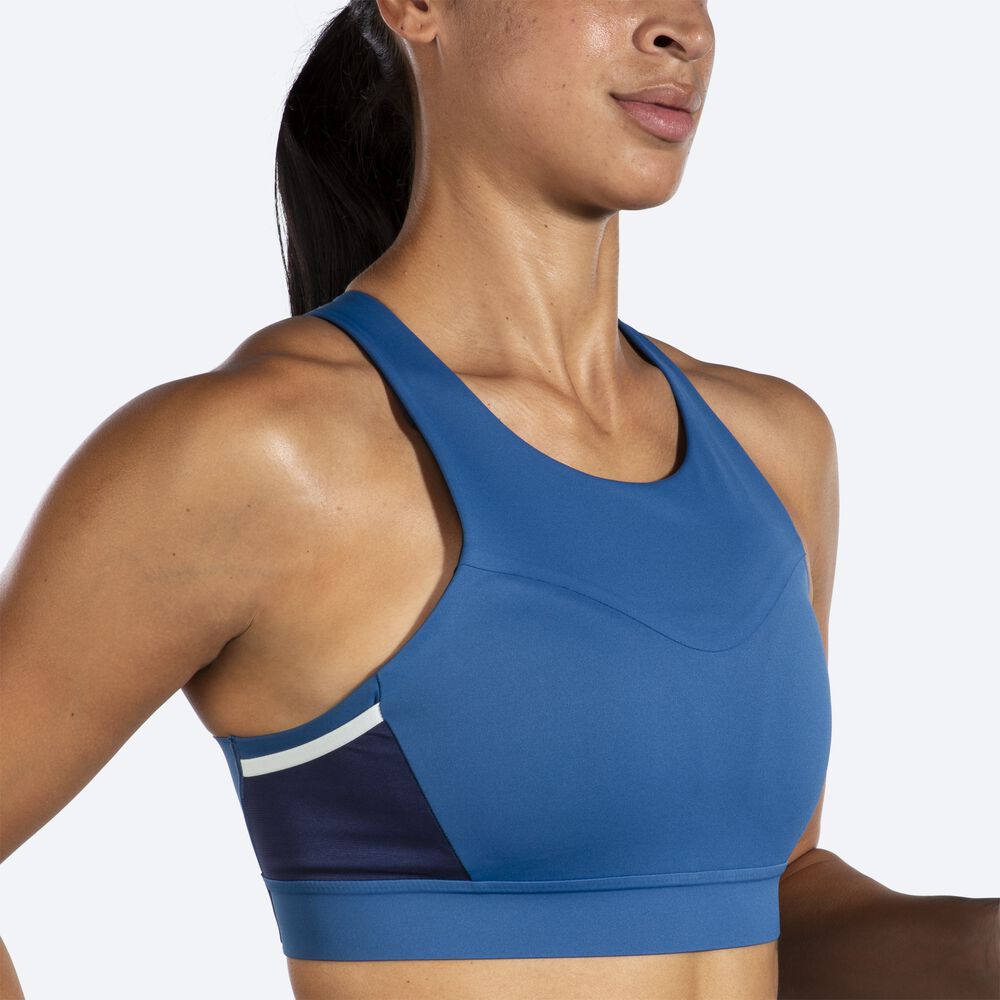 Sujetadores Deportivos Brooks Drive 3 Pocket Run Bra Mujer Azules Gris/Azules/Azul Marino | CR96524