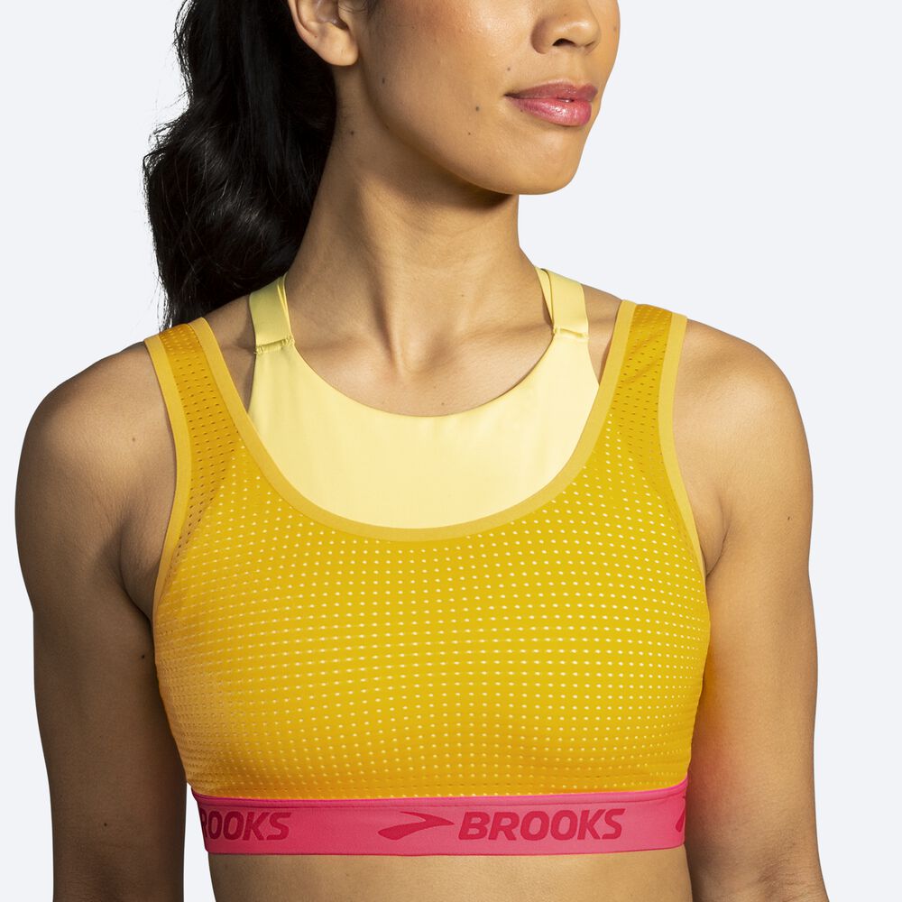 Sujetadores Deportivos Brooks Drive Mesh Run Bra Mujer Marrones/Naranjas | CR38471