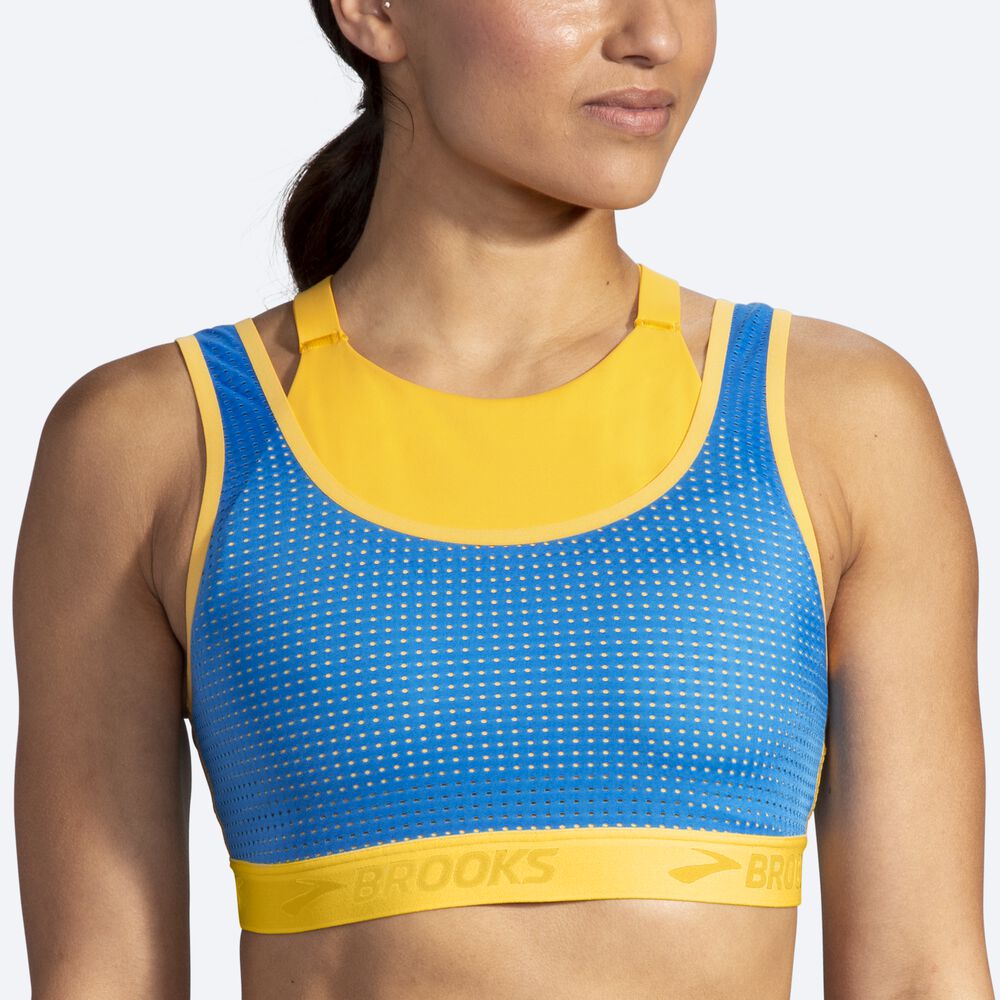 Sujetadores Deportivos Brooks Drive Mesh Run Bra Mujer Amarillo/Azules | CR92384