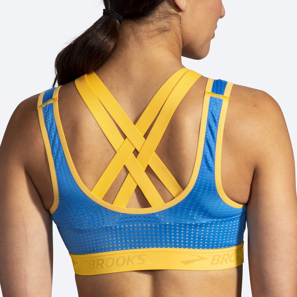 Sujetadores Deportivos Brooks Drive Mesh Run Bra Mujer Amarillo/Azules | CR92384