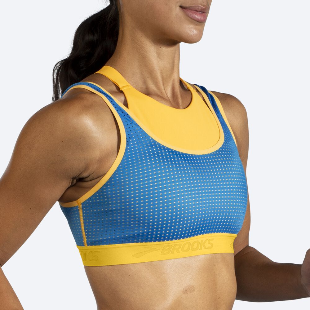 Sujetadores Deportivos Brooks Drive Mesh Run Bra Mujer Amarillo/Azules | CR92384