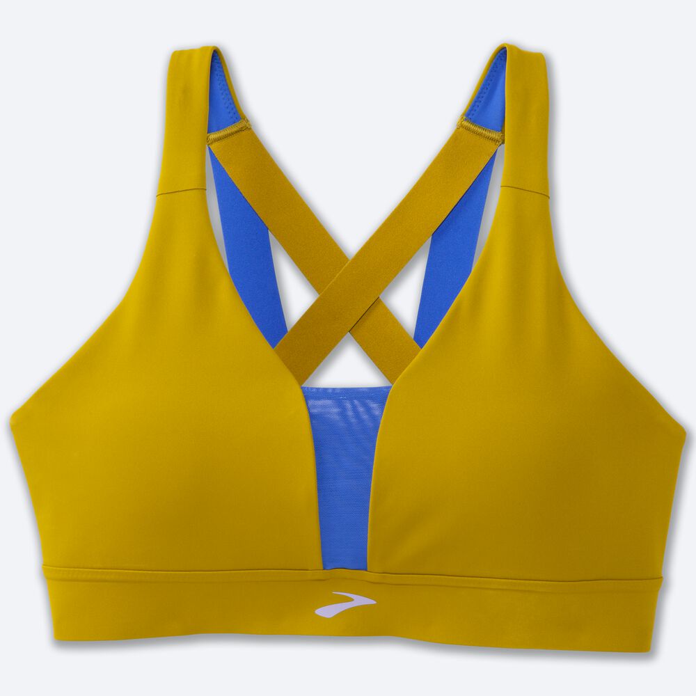 Sujetadores Deportivos Brooks Drive Plunge Run Bra Mujer Doradas/Azules | CR47015