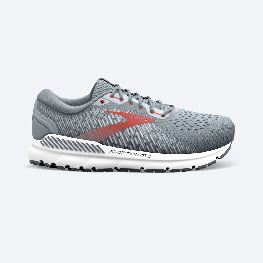 Zapatillas Running Brooks Addiction GTS 15 Hombre Gris/Rojas | CR21386