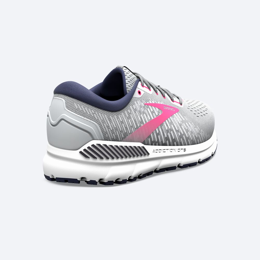 Zapatillas Running Brooks Addiction GTS 15 Mujer Gris/Azul Marino/Rosas | CR32485